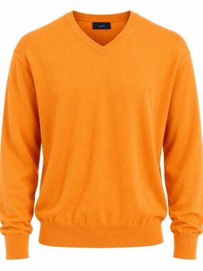 Faconnable Men's V-Neck Sweater in Bright Orange